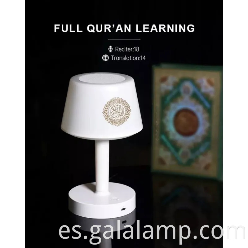 Elegante altavoz Bluetooth con recitación del Corán y luz de la noche blanda del Corán